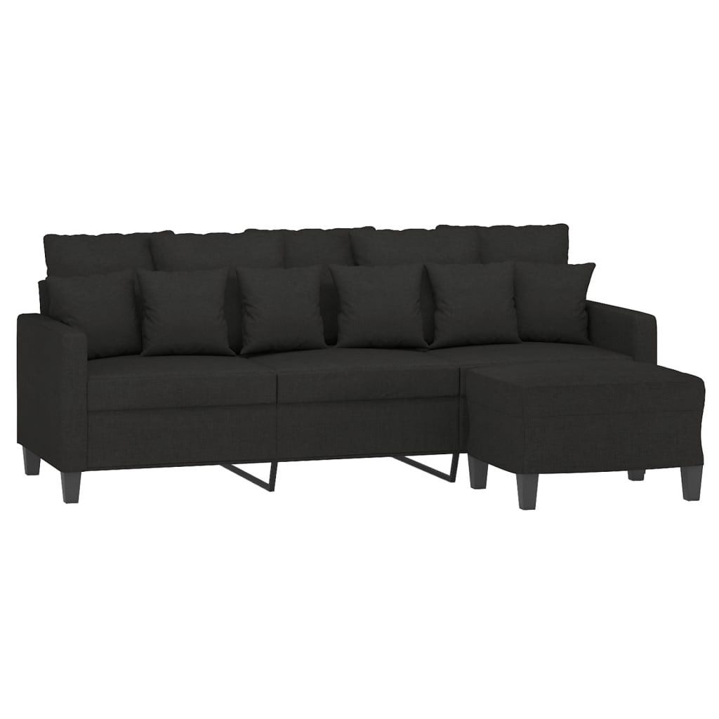 vidaXL Sofa 3-Sitzer-Sofa mit Hocker Schwarz günstig online kaufen