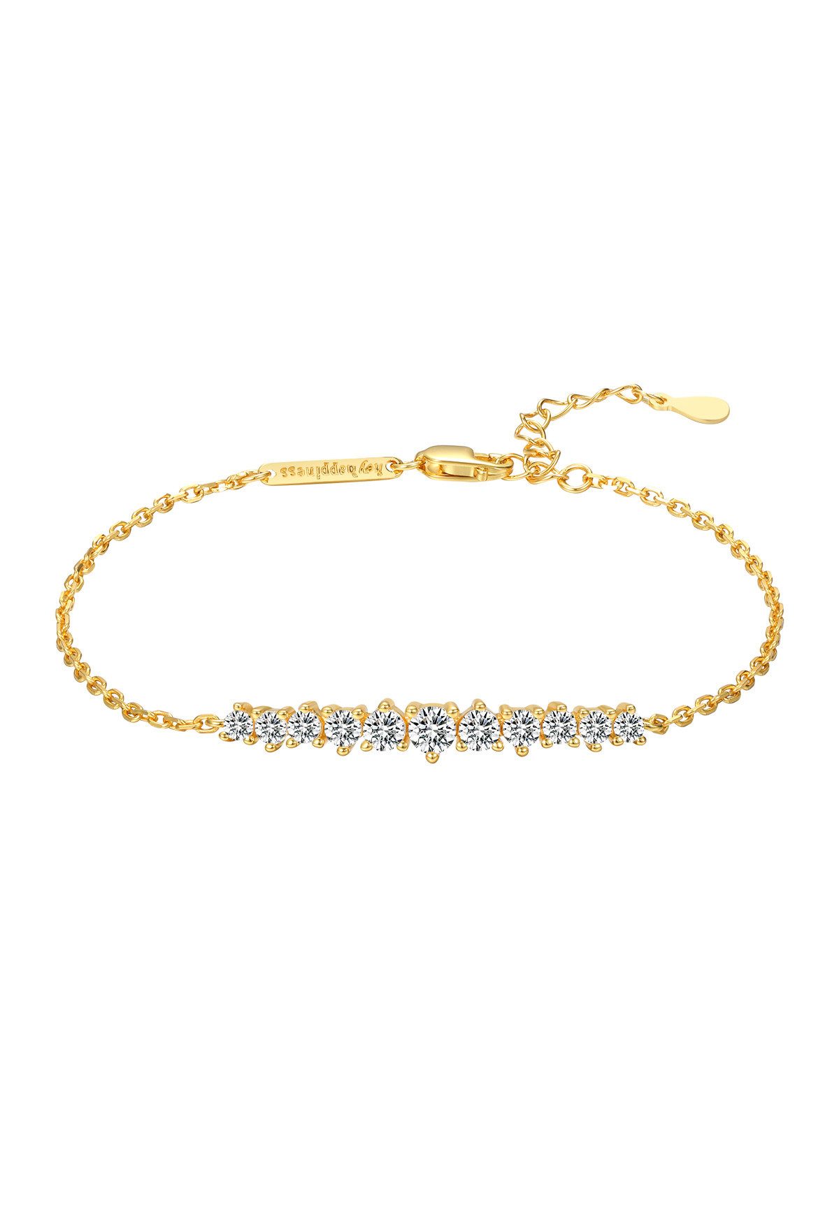 Hey Happiness Tennisarmband Kristalle Herz/ Kreis, zur Auswahl, 925er Silber Damen Armkette Zirkonia, Brautschmuck