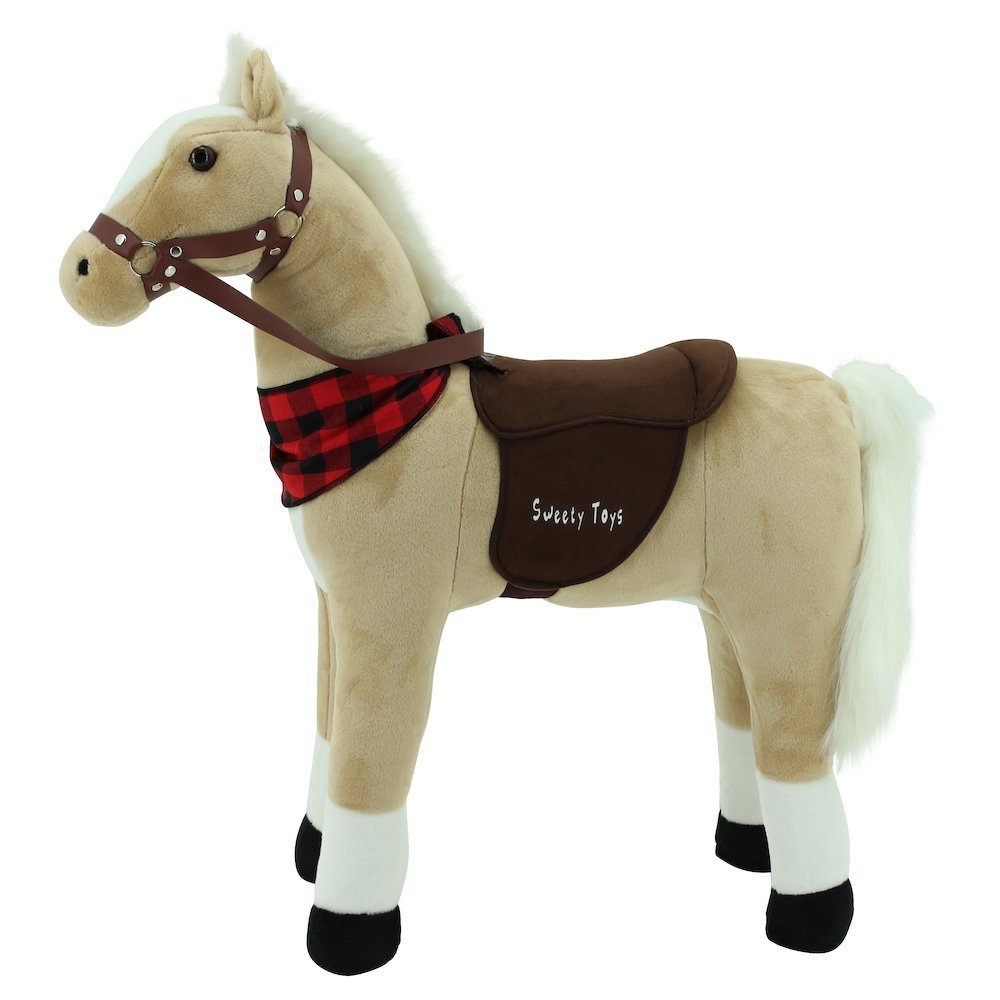 Sweety-Toys Stehpferd Sweety Toys 7707 Stehpferd 80cm stabiles Reitpferd mit Stahlunterbau