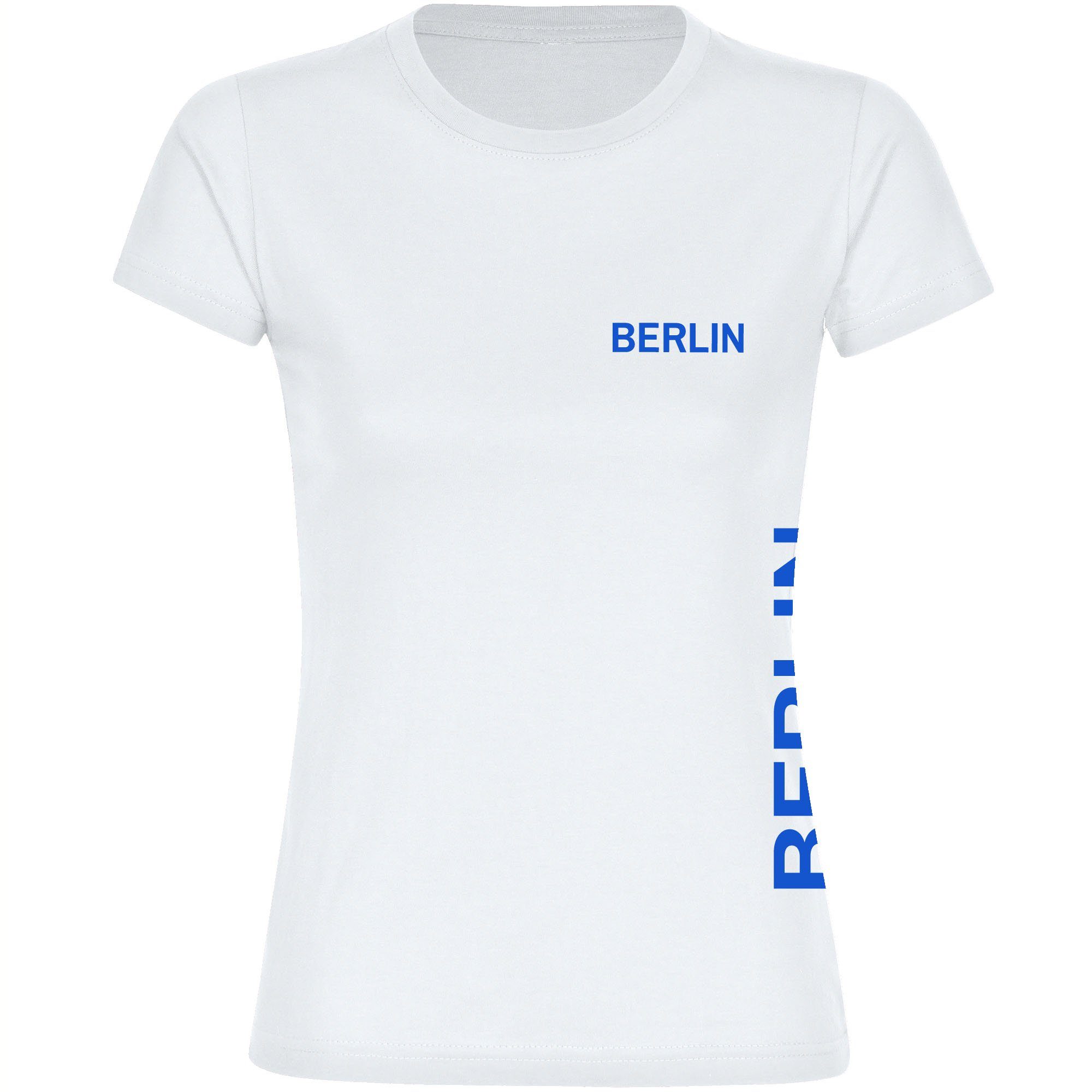 multifanshop T-Shirt Damen Berlin blau - Brust & Seite - Frauen