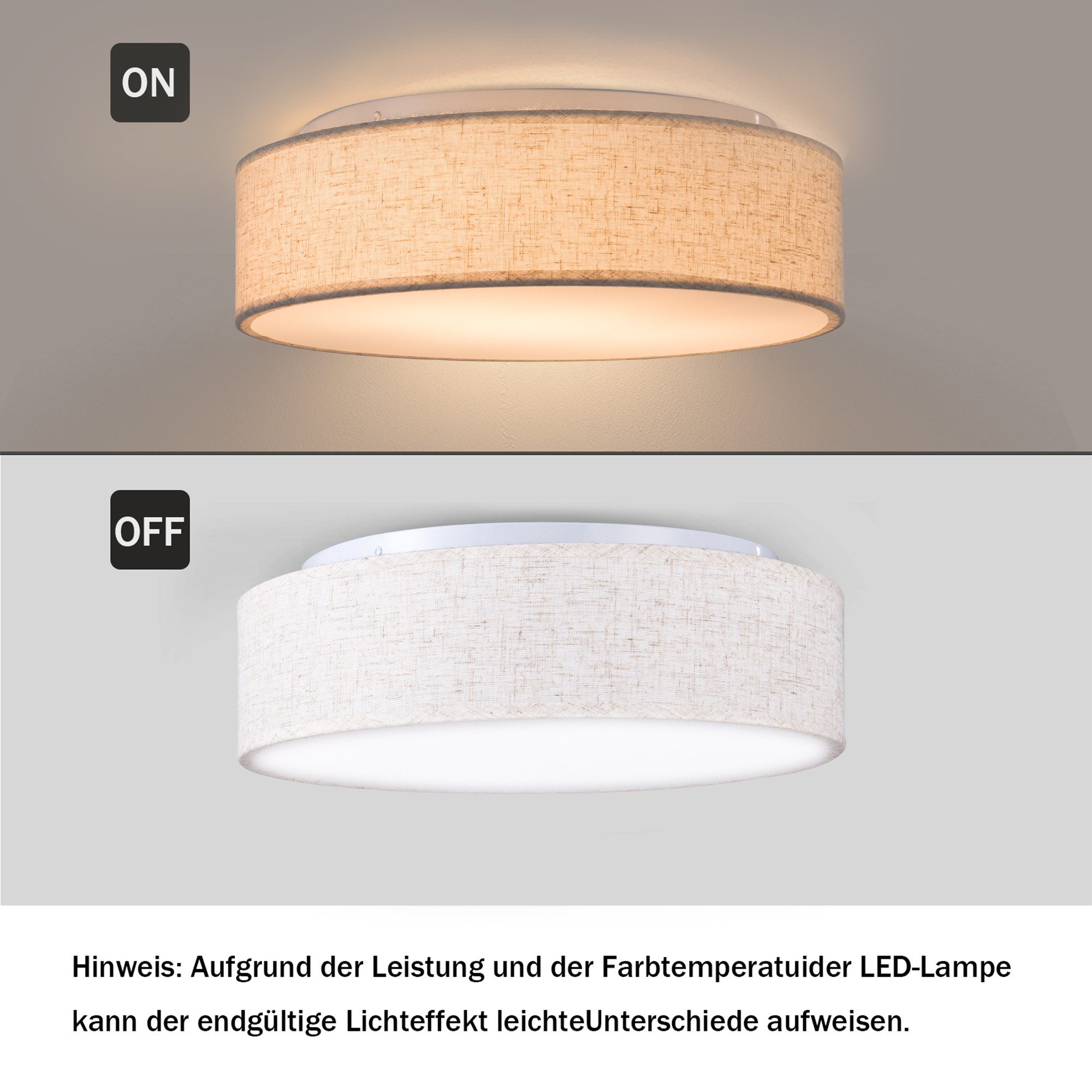 Zedelmaier Lampenschirm Deckenlampe Deckenleuchte Stoff, Max.40W/E27, ohne Leuchtmittel, Geeignet für Wohnzimmer Schlafzimmer Küche Flur Kinderzimmer