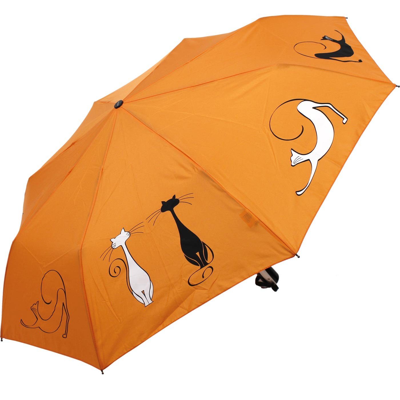 doppler® Taschenregenschirm Damen Auf-Zu Cats - Best stabil Katzen-Liebhaber orange Friends, und für - praktisch Magic elegant, Fiber