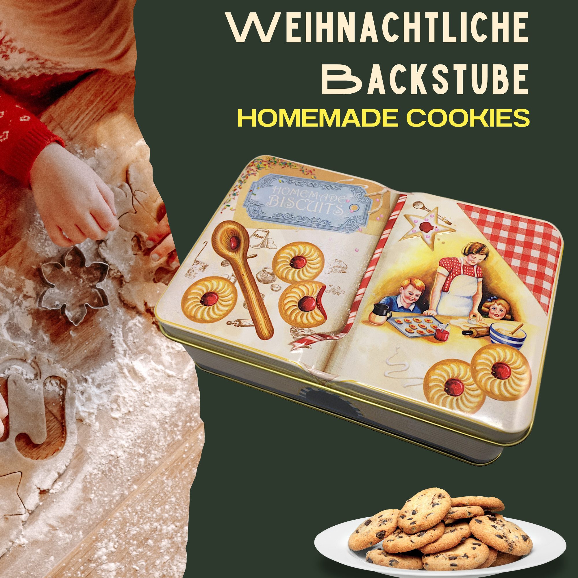 MediMuc Keksdose Nostalgische Buchdose Homemade Cookies, Metall – Bild 3 von 4