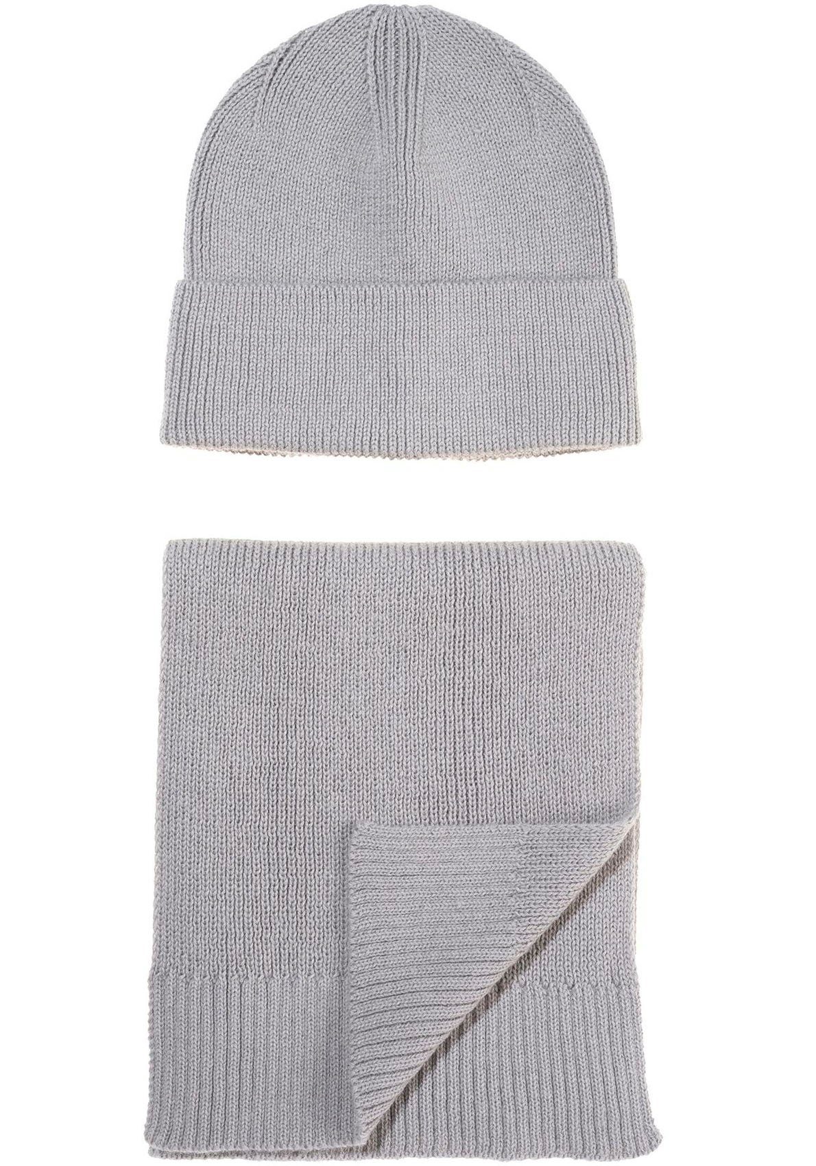 Cinque Strickschal, (Set, 2-St), Mütze & in Geschenkbox, Weihnachtsgeschenk grey Schal