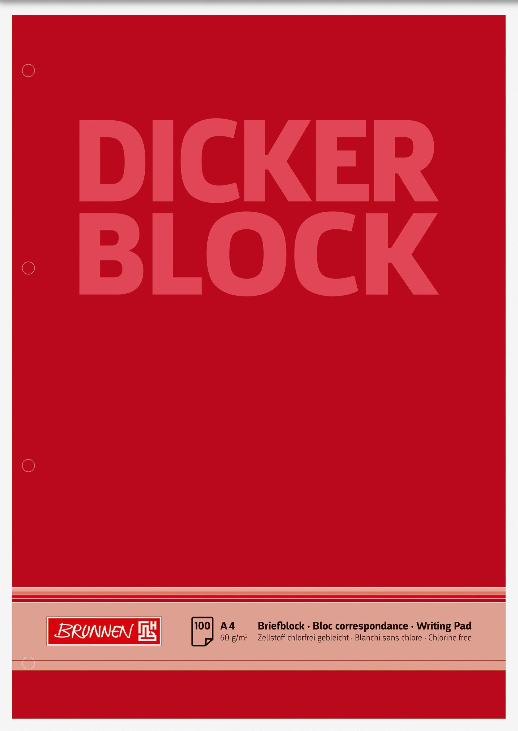 "Dicker BRUNNEN A4 Block" 1052786 unliniert Block Klemmen BRUNNEN
