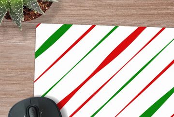 MuchoWow Gaming Mauspad Muster - Weihnachten - Streifen (1-St), Mousepad mit Rutschfester Unterseite, Gaming, 40x40 cm, XXL, Großes