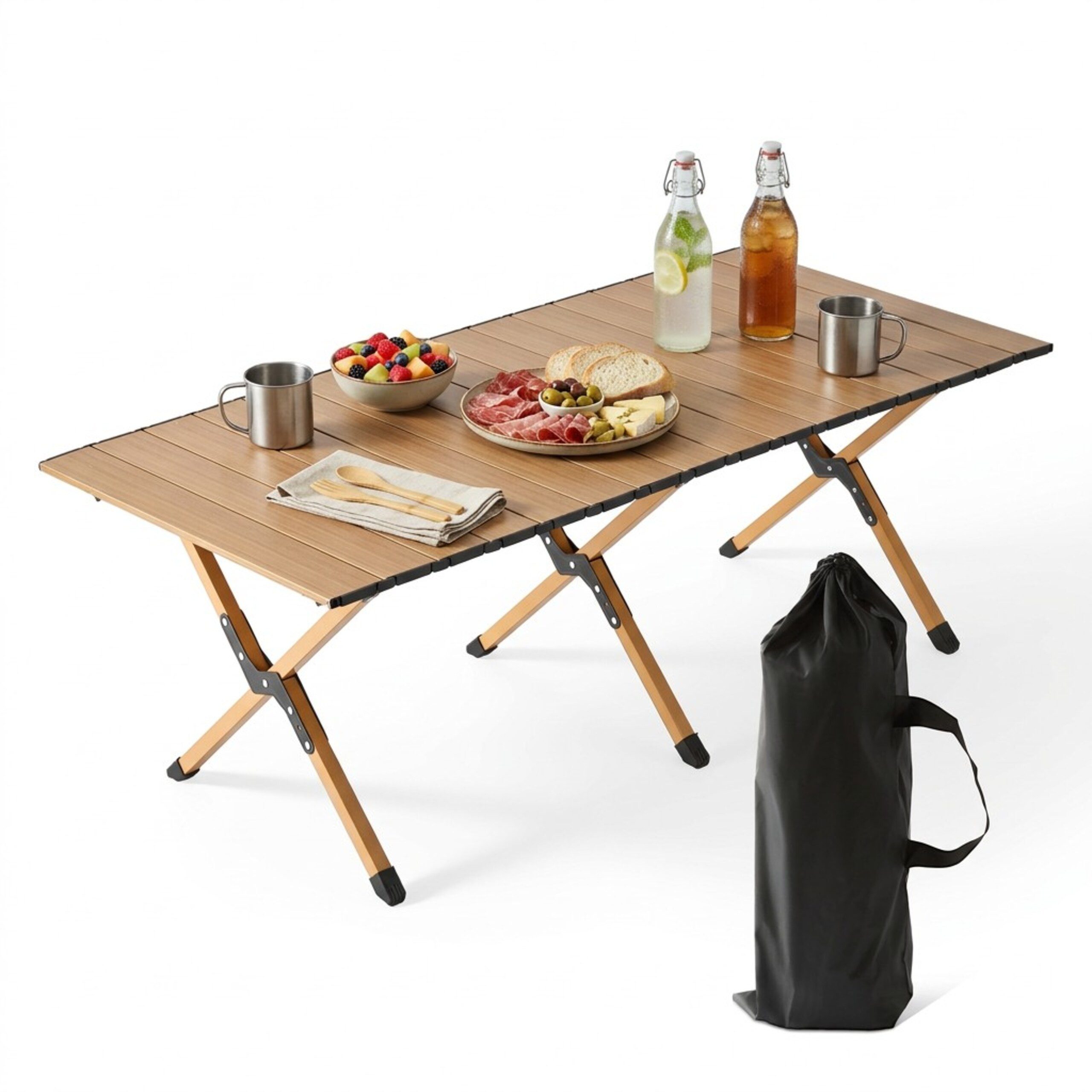 relaxdays Campingtisch klappbar (1-St), Holzoptik, 120x60 cm