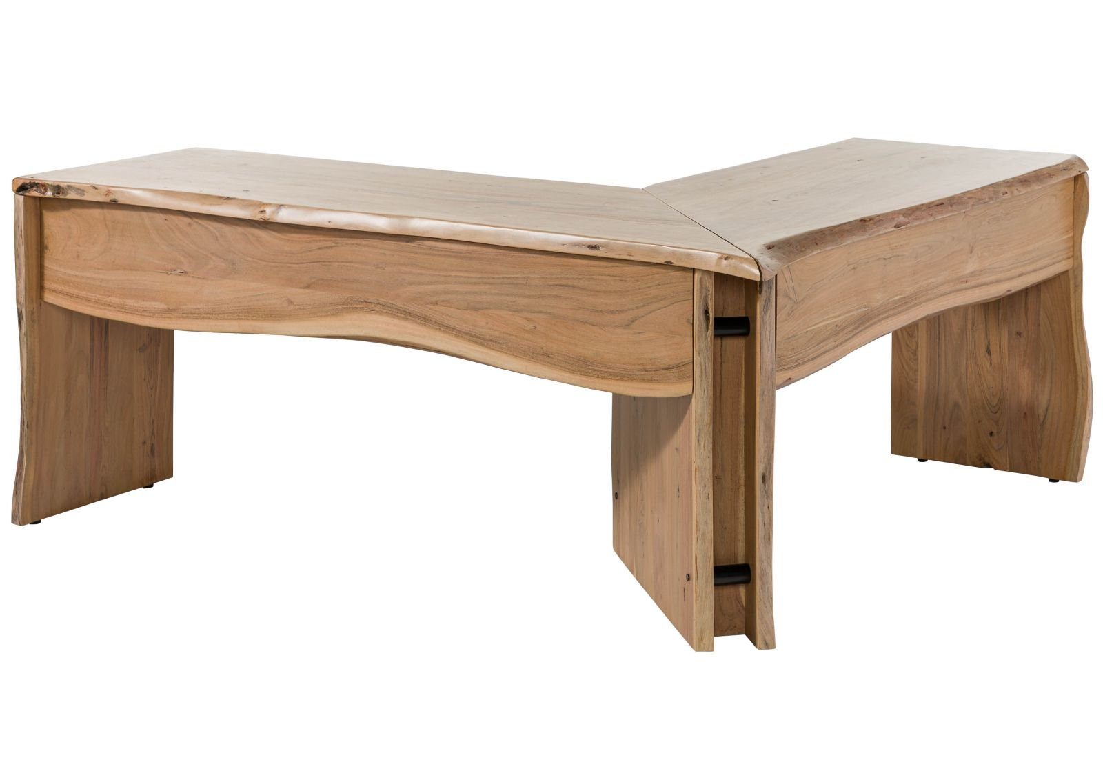 Massivmoebel24 Schreibtisch PURE ACACIAAkazieMassivholznatur (Massivholz zerlegt 149 kg PURE ACACIA #749), Akazie 185x163x76 cm (BxTxH) natur lackiert