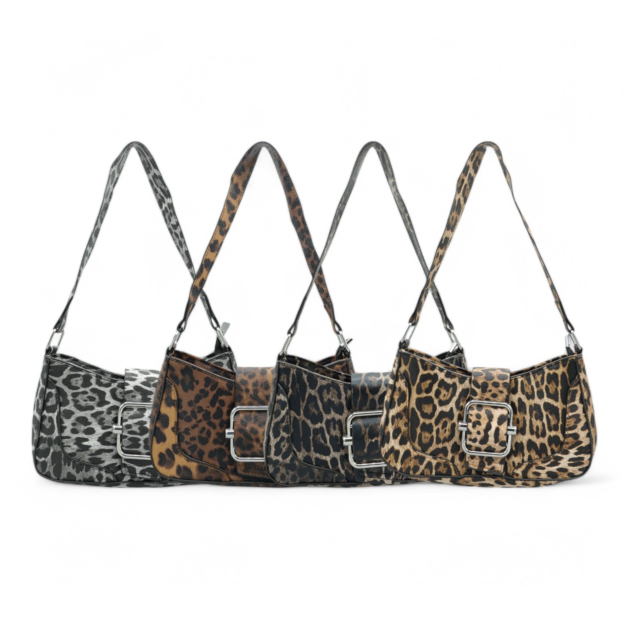 Eyecatcher Handtasche Glamouröse Schultertasche im Leoparden-Look mit Schnalle – Dein Statem (Einzeln)