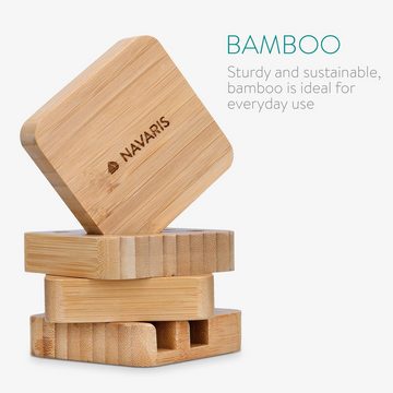 Navaris Organizer, für den Schreibtisch Bambus 4-teilig - Stifte, Papier, Utensilien - Holz Aufbewahrungsbox - Büro Aufbewahrungssystem Schreibtischorganizer