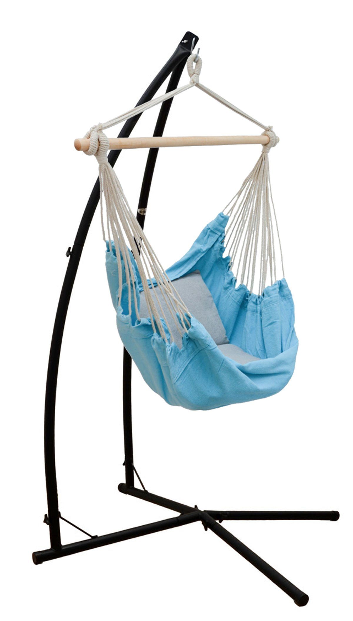 AMANKA Hängestuhl mit Gestell - Outdoor Подвесноые стулья mit 2 Kissen für Garten und Balkon, 130 x 95 cm Hängesitz für Kinder und Erwachsene - Indoor Relaxsessel