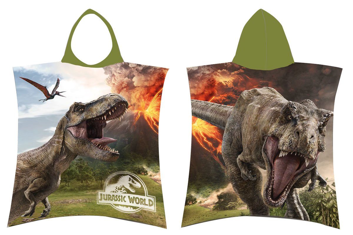 Jurassic World Badeponcho Jurassic World Badeponcho mit Kapuze, Dinosaurier, 100 % Baumwolle