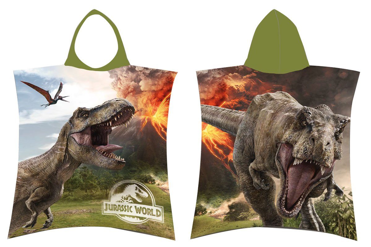 Kapuzenhandtuch Jurassic World Badeponcho mit Kapuze, Dinosaurier, Frottee (1-St)