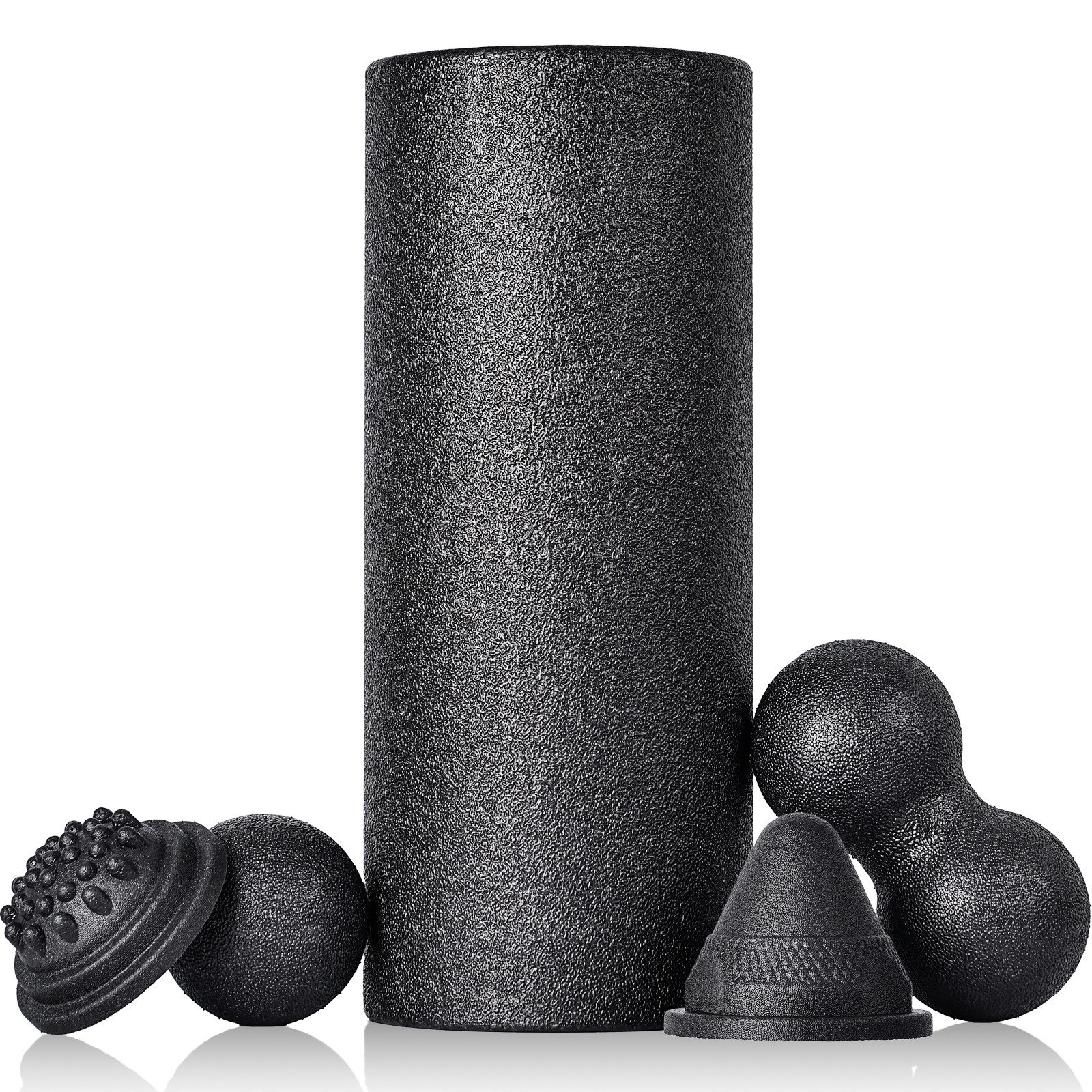 skelo Massagerolle Faszienrolle Set (37 x 15 cm), Faszienball Blackroll Foam Roller (Faszienrolle (37*15 cm), Faszienball (8 cm), Duoball (16*8 cm), Triggerpunkt (10 cm), Fußmassageball (10*6 cm)., 5-tlg), Faszien-Tools, Fitness-Massagegeräte für effektives Training