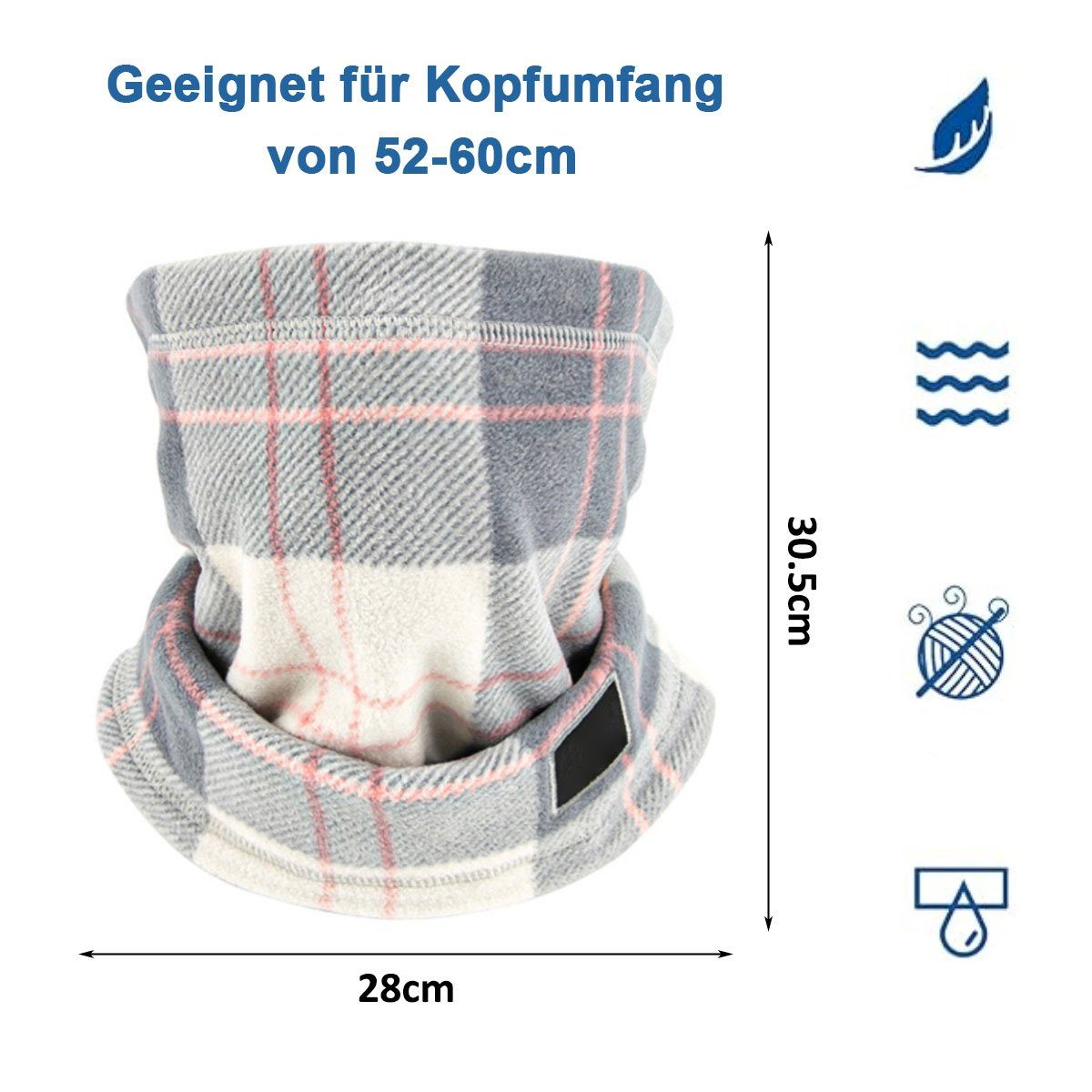 Multifunktionstuch Juoungle Halswärmer rosa,Grau Herren Halstuch Winter Schlauchschal Halstuch