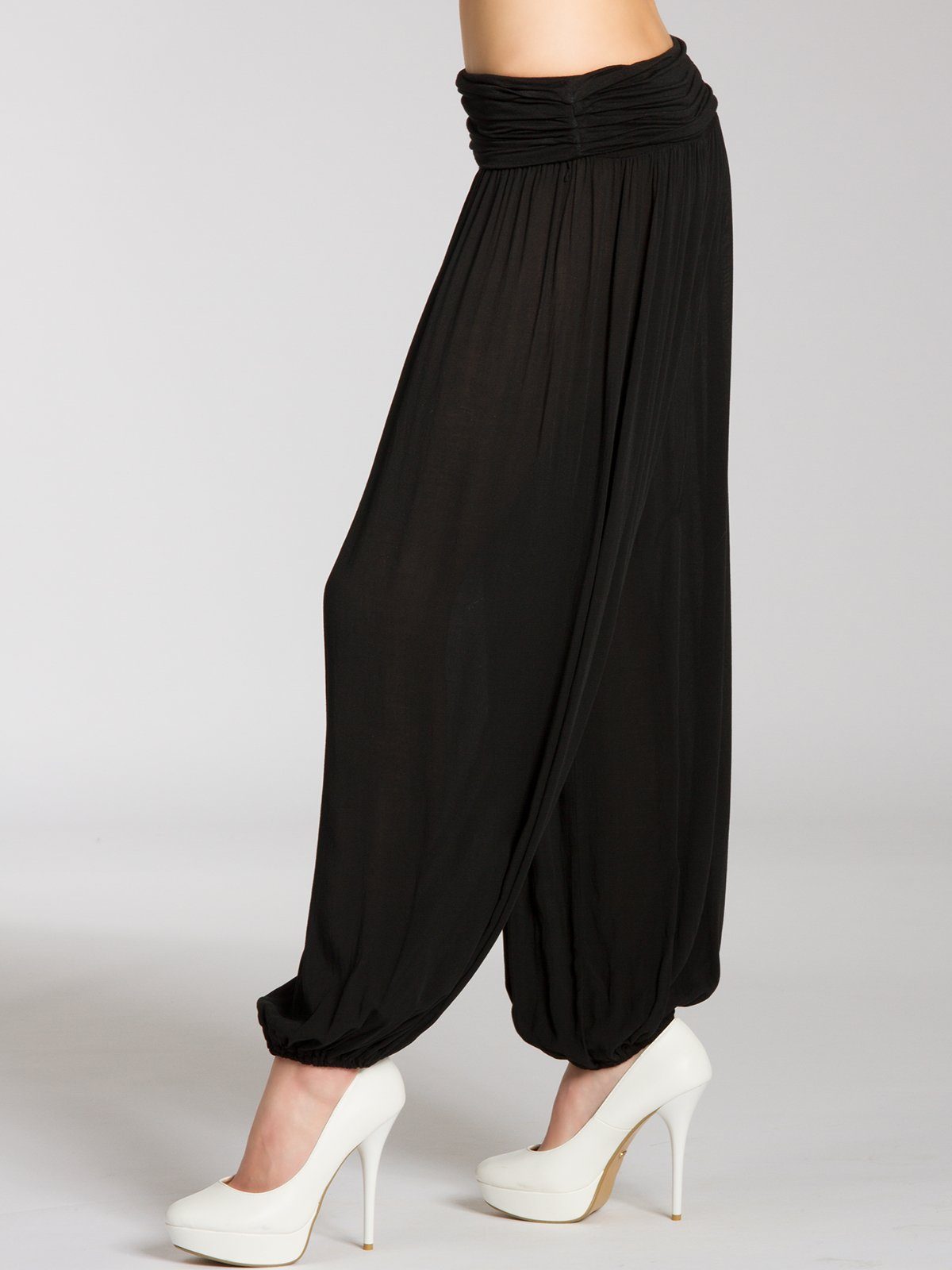 Caspar Stoffhose KHS035 leichte Damen Sommer Haremshose mit hohem Stretch Bund - Made in Italy