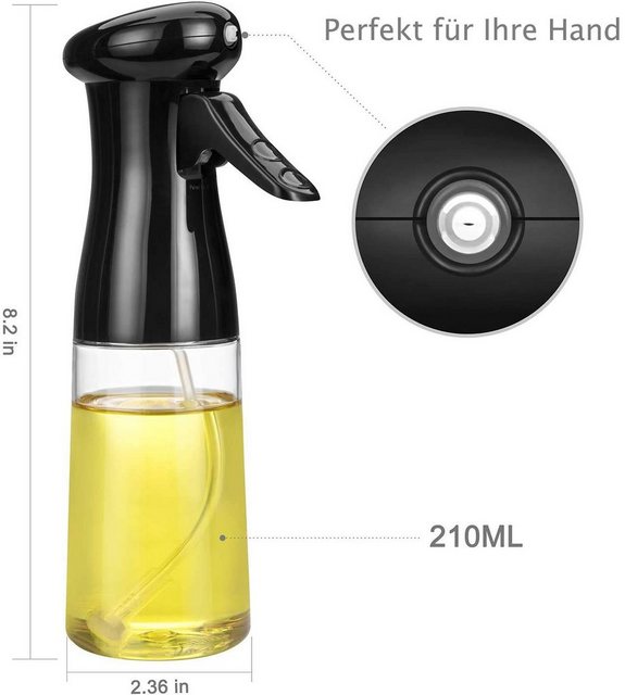 Jormftte Essigspender Ölsprüher, 210ml Öl Sprühflasche Ölflasche, dauerhaft