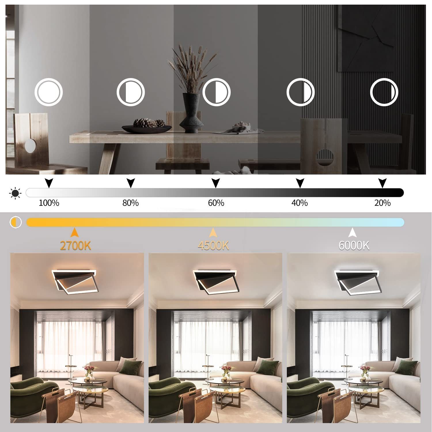 ZMH LED Deckenleuchte Modern Design Quadraten, günstig online kaufen