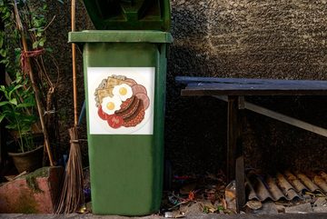 MuchoWow Wandsticker Eine Illustration eines kompletten englischen Frühstücks (1 St), Mülleimer-aufkleber, Mülltonne, Sticker, Container, Abfalbehälter