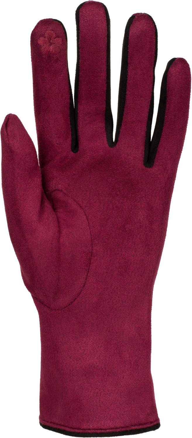 Touchscreen Handschuhe Fleecehandschuhe Kontrast styleBREAKER Bordeaux-Rot