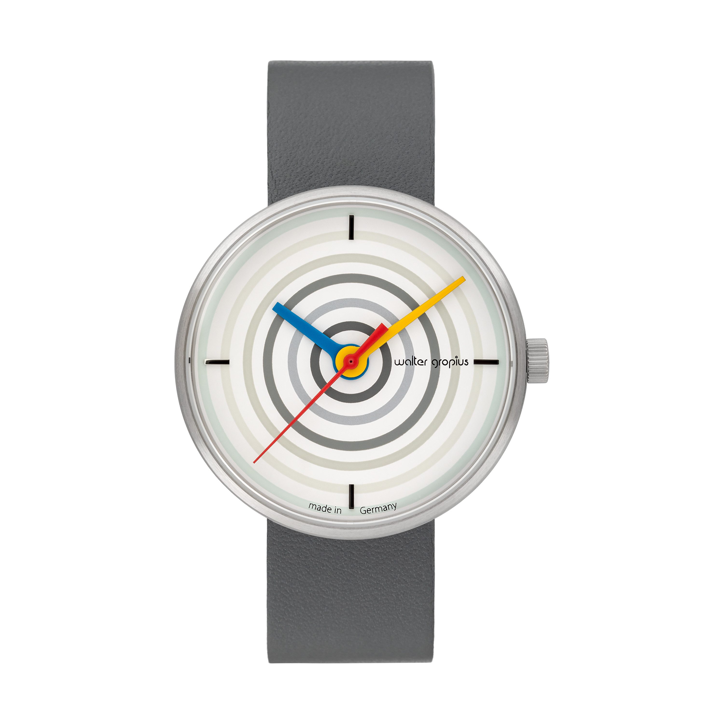 Walter Gropius Quarzuhr Made in Germany, Saphirglas, Forum Space Loops - WG 004-01, Designeruhr, Lederarmband mit Easy-Release System, Edelstahlgehäuse