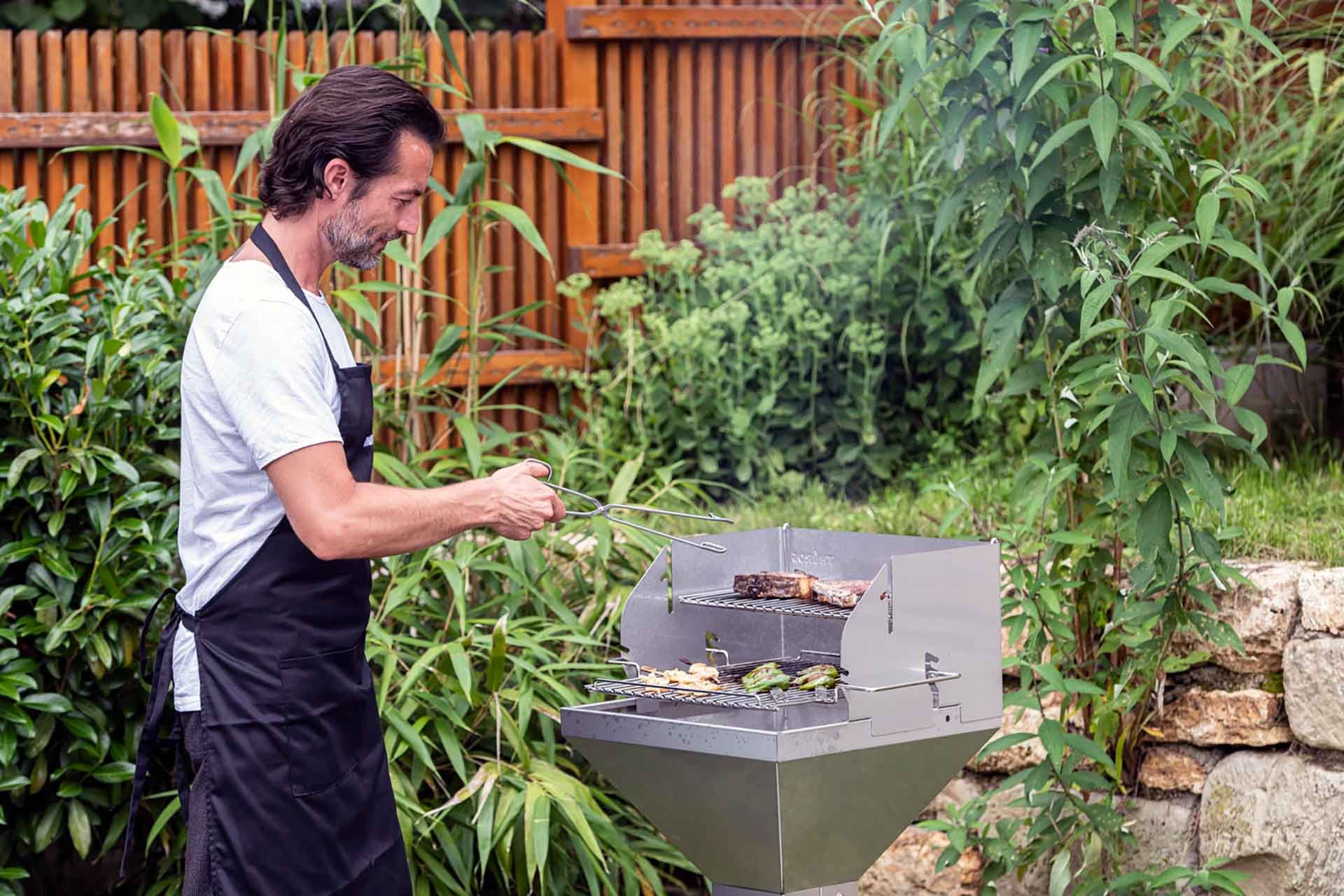 Thüros Holzkohlegrill T3 Direkt Plus Edelstahl Fußplatte Holzkohlegrill 42 x 42 cm