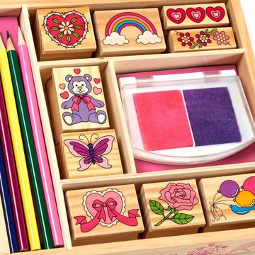 Melissa & Doug Kreativset Freundschafts-Stempelset aus Holz mit Stiften und Farbe, (16-tlg)