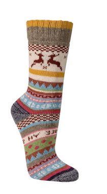 FussFreunde Norwegersocken 2 Paar bunte Hygge Norweger Socken mit Wolle mit Anti-Loch-Garantie