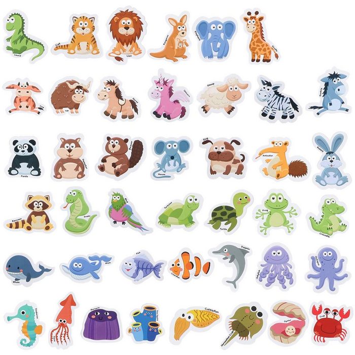 Baobë Lernspielzeug (Magnete Kinder 42-St. 42 Tiere Spielzeug Magnete Spielzeug Tiermagneten) Schreiblernspiele Leselernspiele