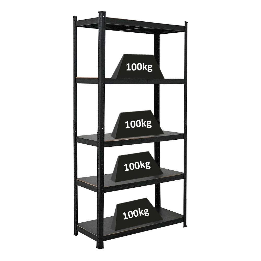PROREGAL® Schwerlastregal Wohnregal Designregal Series RAGNAR Fachlast 100kg, Kellerregal Steckregal Garagenregal Wohnregal Schwarzes Gestell