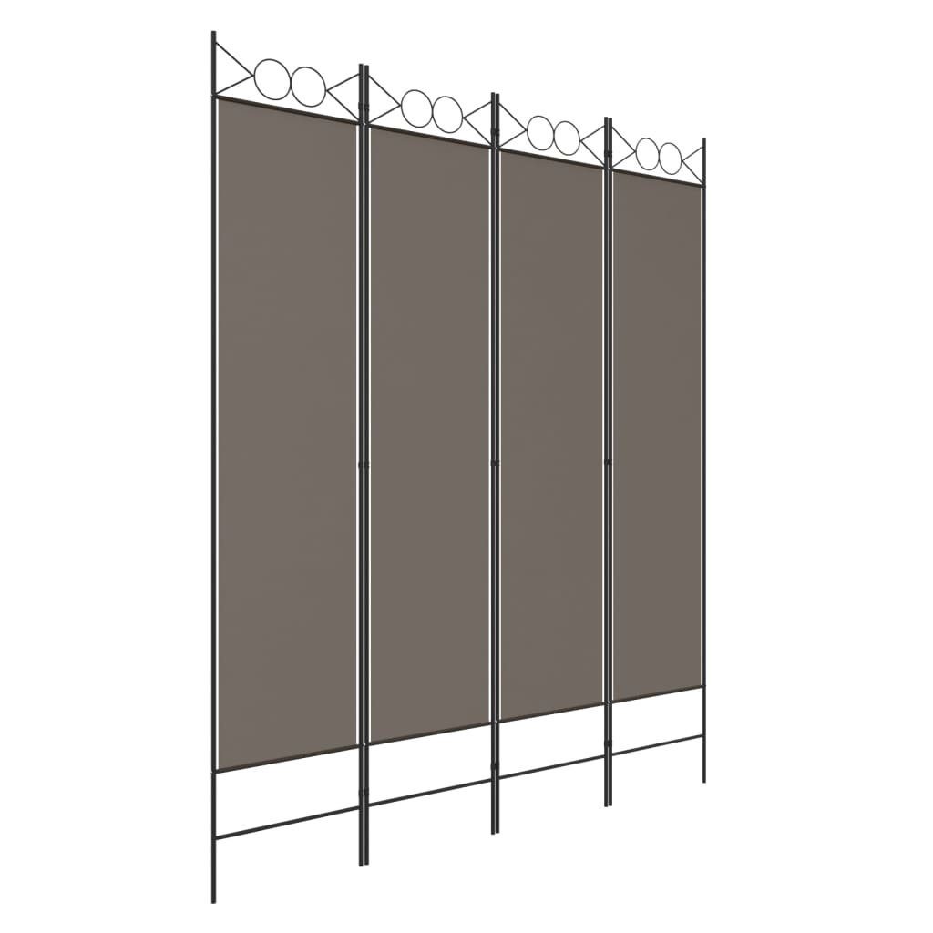vidaXL Raumteiler 4-tlg. Paravent Anthrazit 160x200 cm Stoff, 1-tlg.