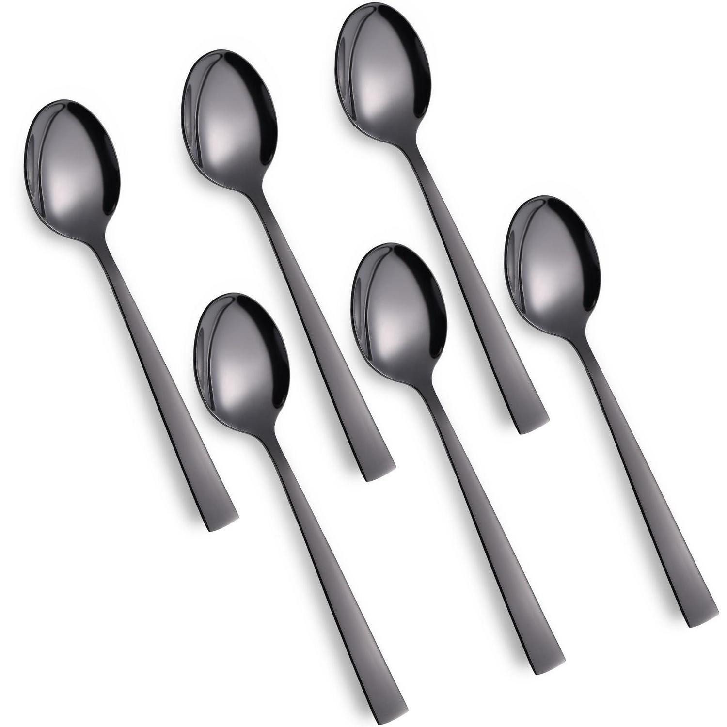 LuxusKollektion Teelöffel Teelöffel Set Edelstahl Schwarz 6 Stk