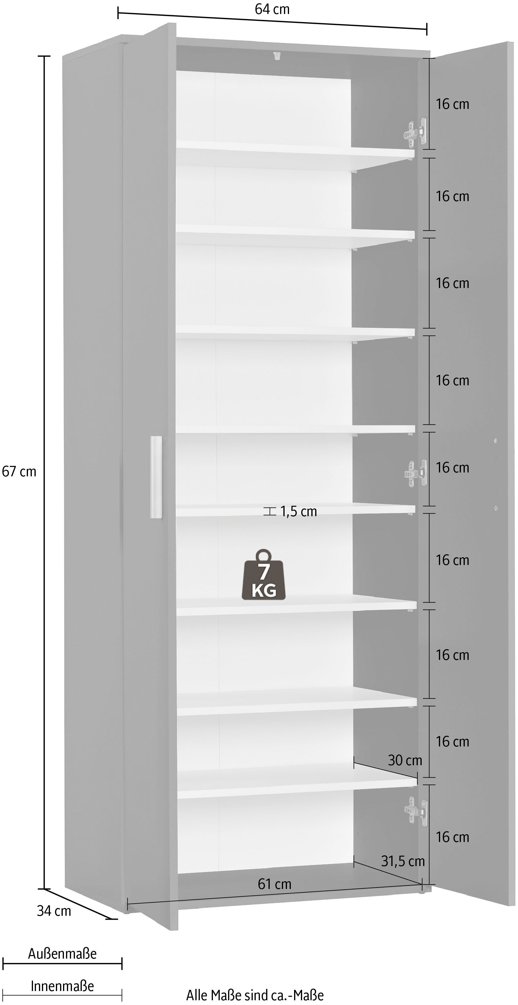 Procontour Schuhschrank Schrank Clara BESTSELLER! (OTTOs Choice) Höhe 167cm, mit variabel verstellbaren Einlegeböden