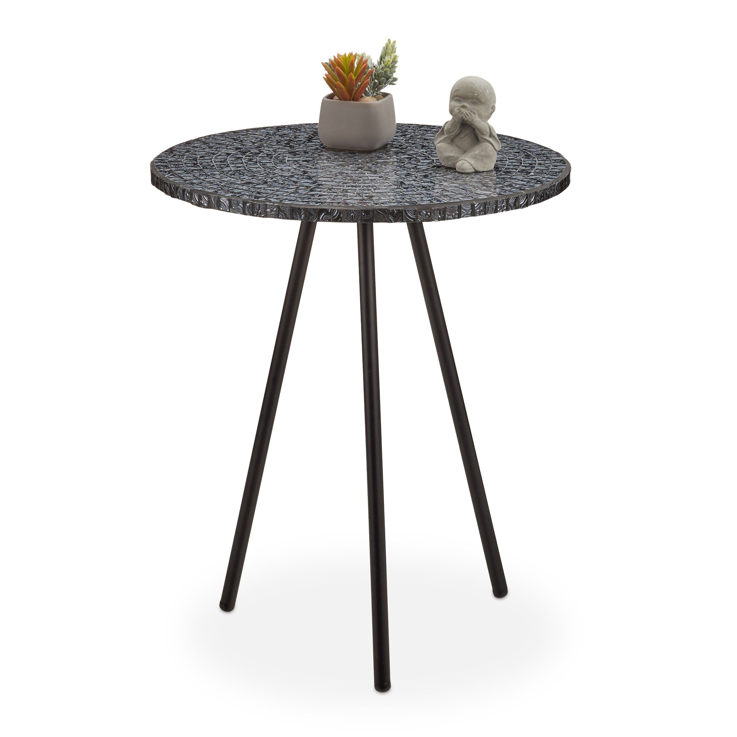 relaxdays Beistelltisch Mosaik, Schwarz günstig online kaufen