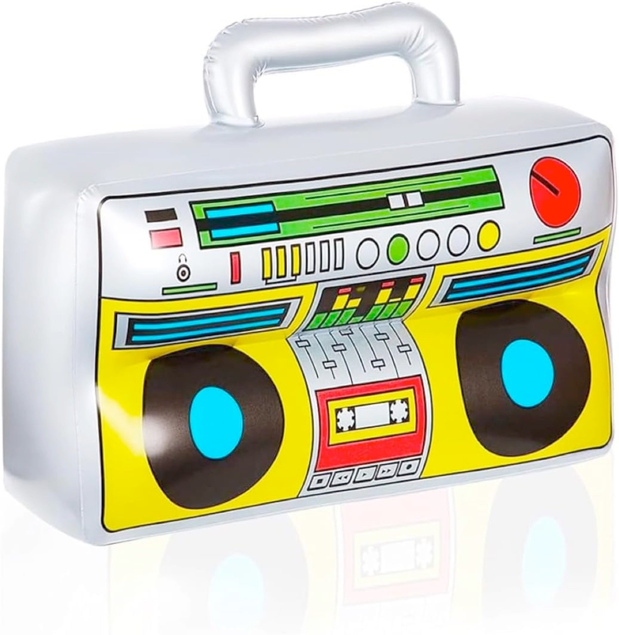 Kostümheld® Aufblasbares Partyzubehör 1x Aufblasbarer Retro Ghettoblaster Radio Walkman 80er 90er Party, 45 x 42 cm