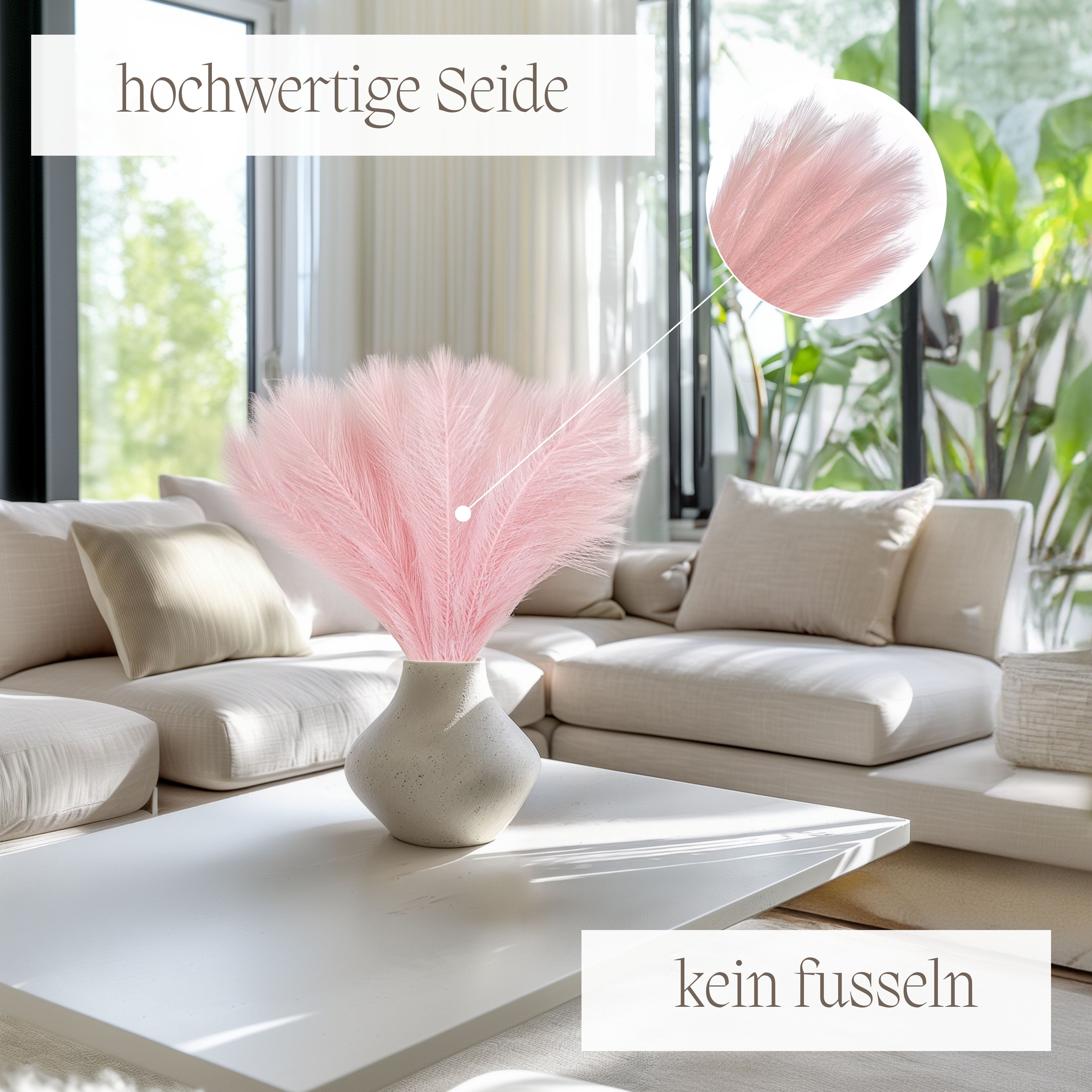 Kunstblume Künstliches Pampas Gras – Trockenblumen Deko für Vase Pampasgras, Nina-Maria's Deko Gold, Höhe 55 cm, 5er Set in verschiedenen Farben erhältlich
