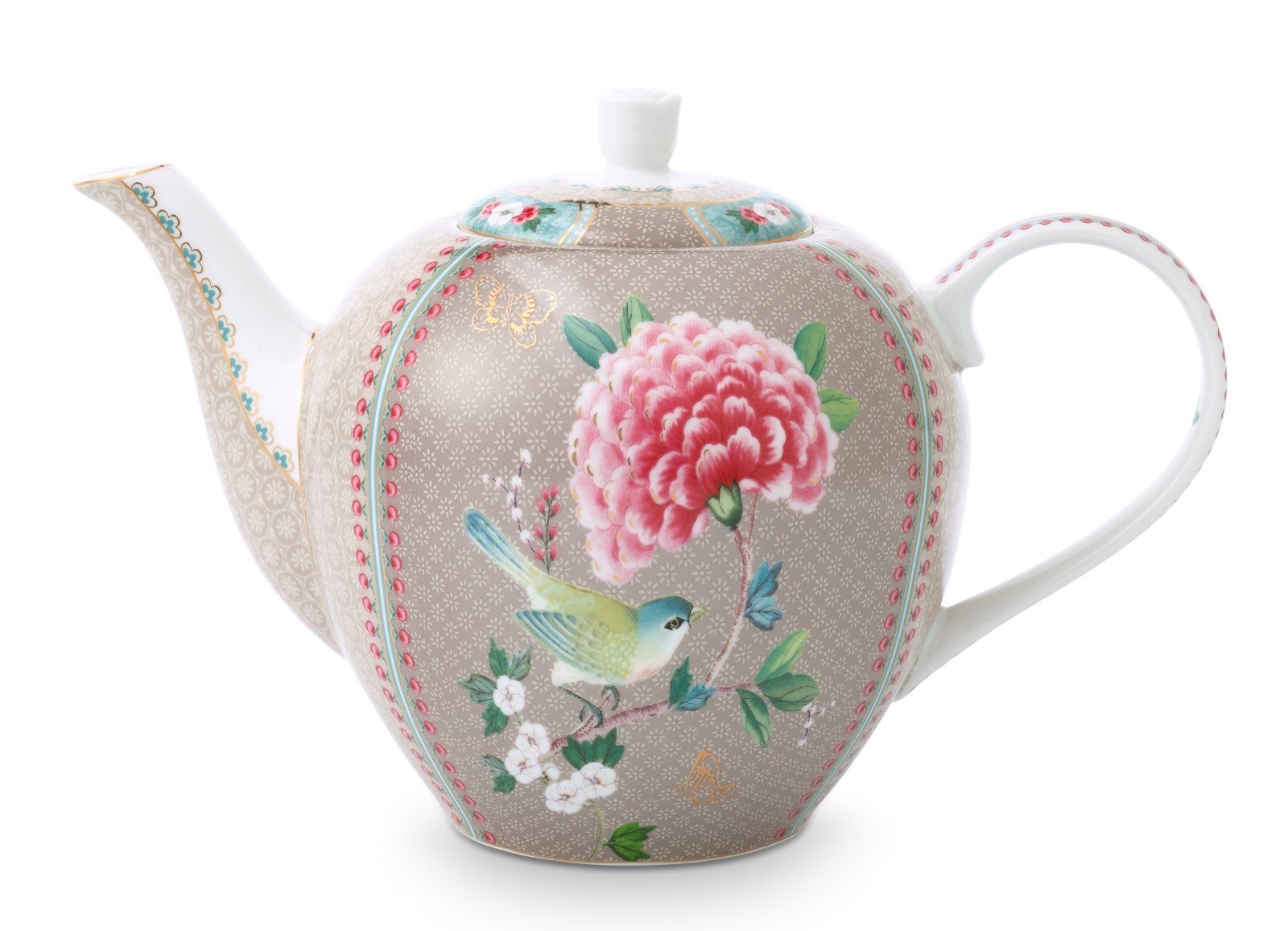 PiP Studio Teekanne Blushing Birds Teekanne large khaki 1,6 l, Tea Pot Large Blushing Birds Khaki 1.6ltr