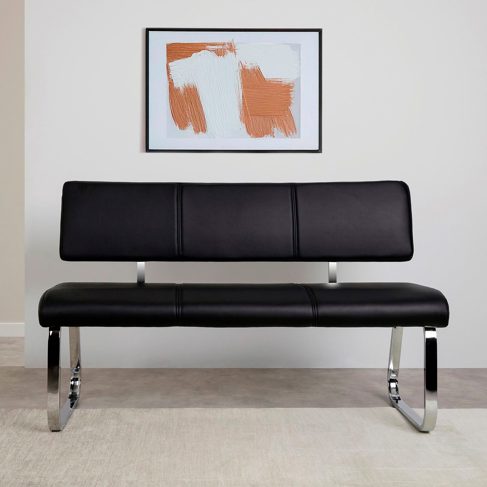 IDIMEX Essbank VILAS, Essbank mit Rückenlehne gepolstert für 3 Personen, Kunstleder schwarz