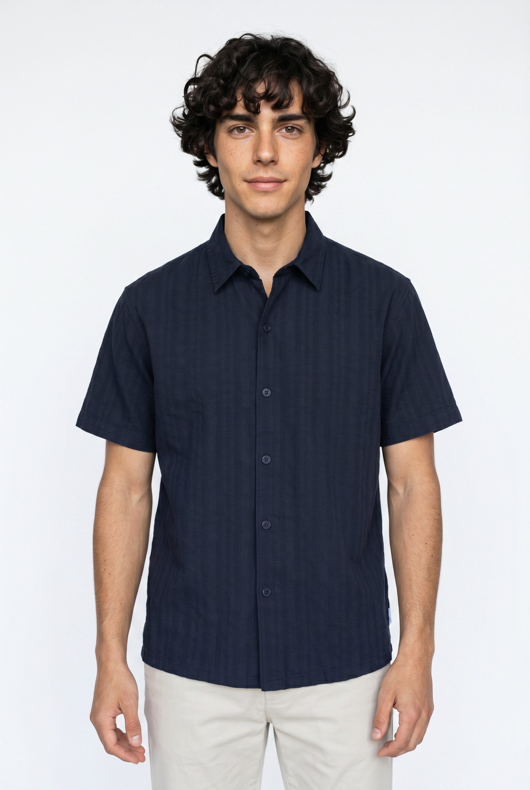 Jack & Jones Kurzarmhemd JORRIVIERA TEXTURE SHIRT SS mit Hemdkragen