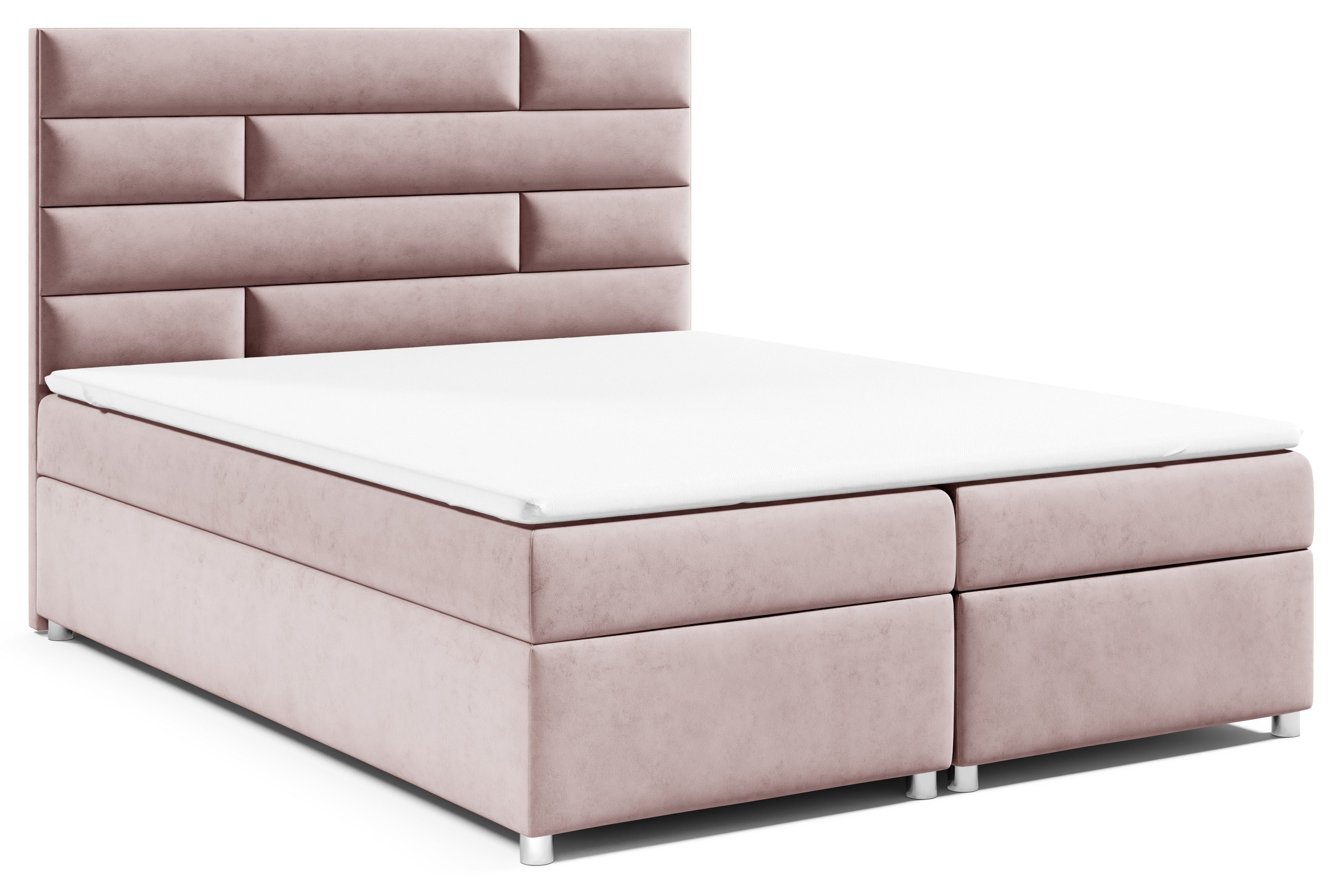 Best for Home Boxspringbett Trinity K5, mit Bettkasten und Topper Rosa