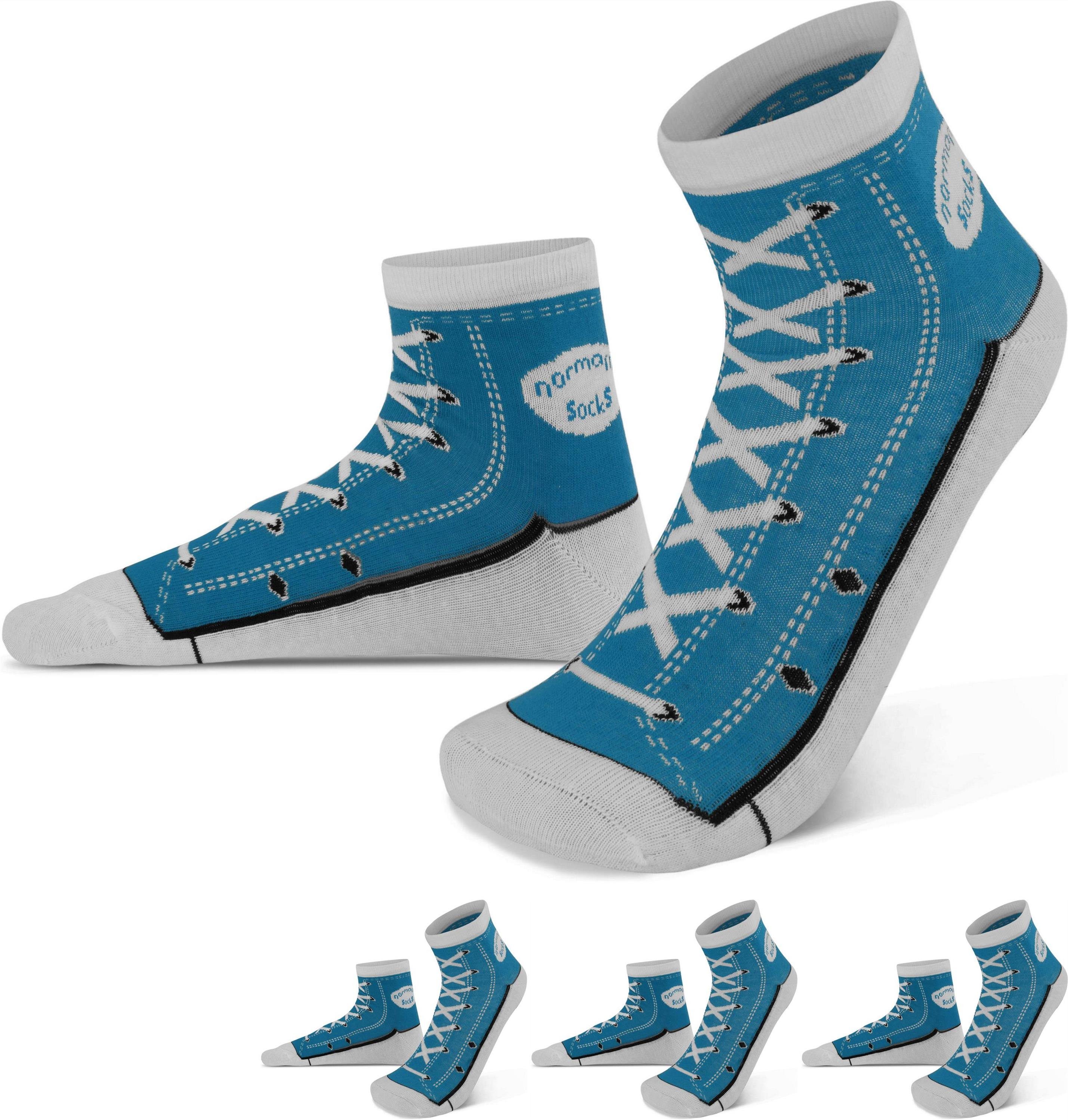 (4er-Set, 4 Basicsocken Blau Sitz normani passgenauer, faltenfreier im Socken 4 Paar Paar) Schuh-Design