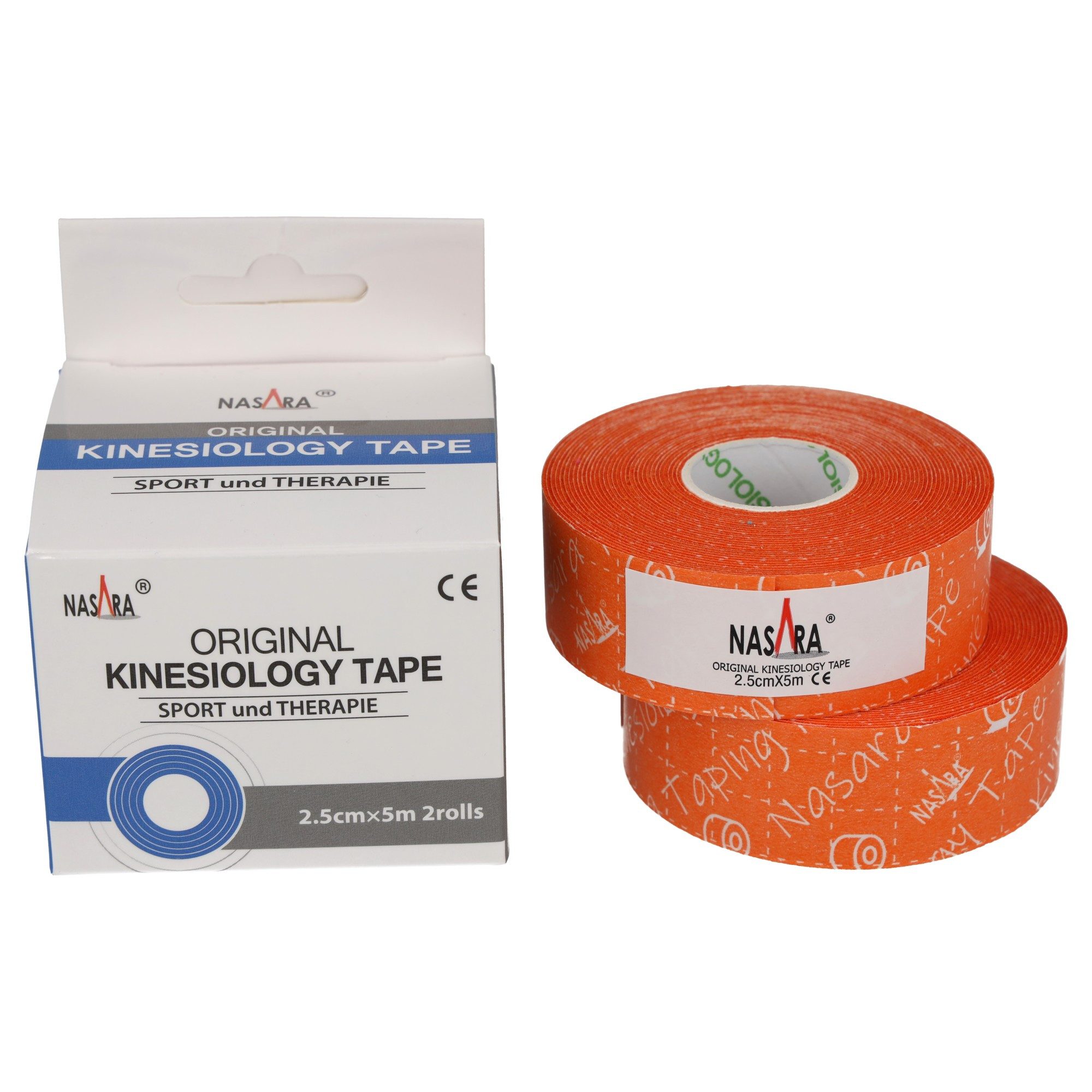 NASARA Kinesiologie-Tape 2,5cm x 5m - 2 Rollen in 9 Farben