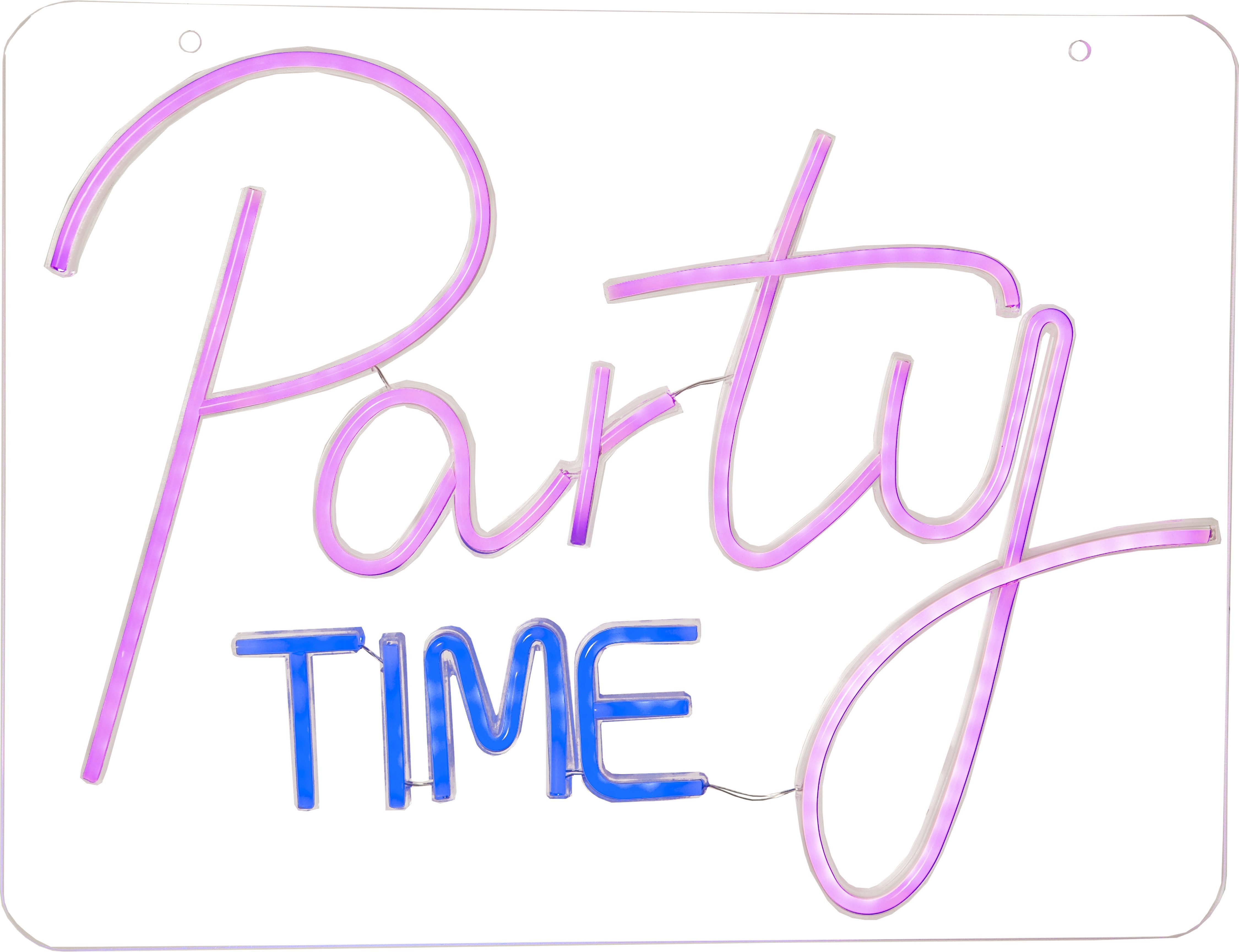 STAR TRADING LED Dekolicht Innendekoration Plexy Partytime, USB-Anschluss mit Ladefunktion, LED fest integriert, RGB, Party-Time-Schriftzug, transparent, Licht mehrfarbig, USB-Betrieb