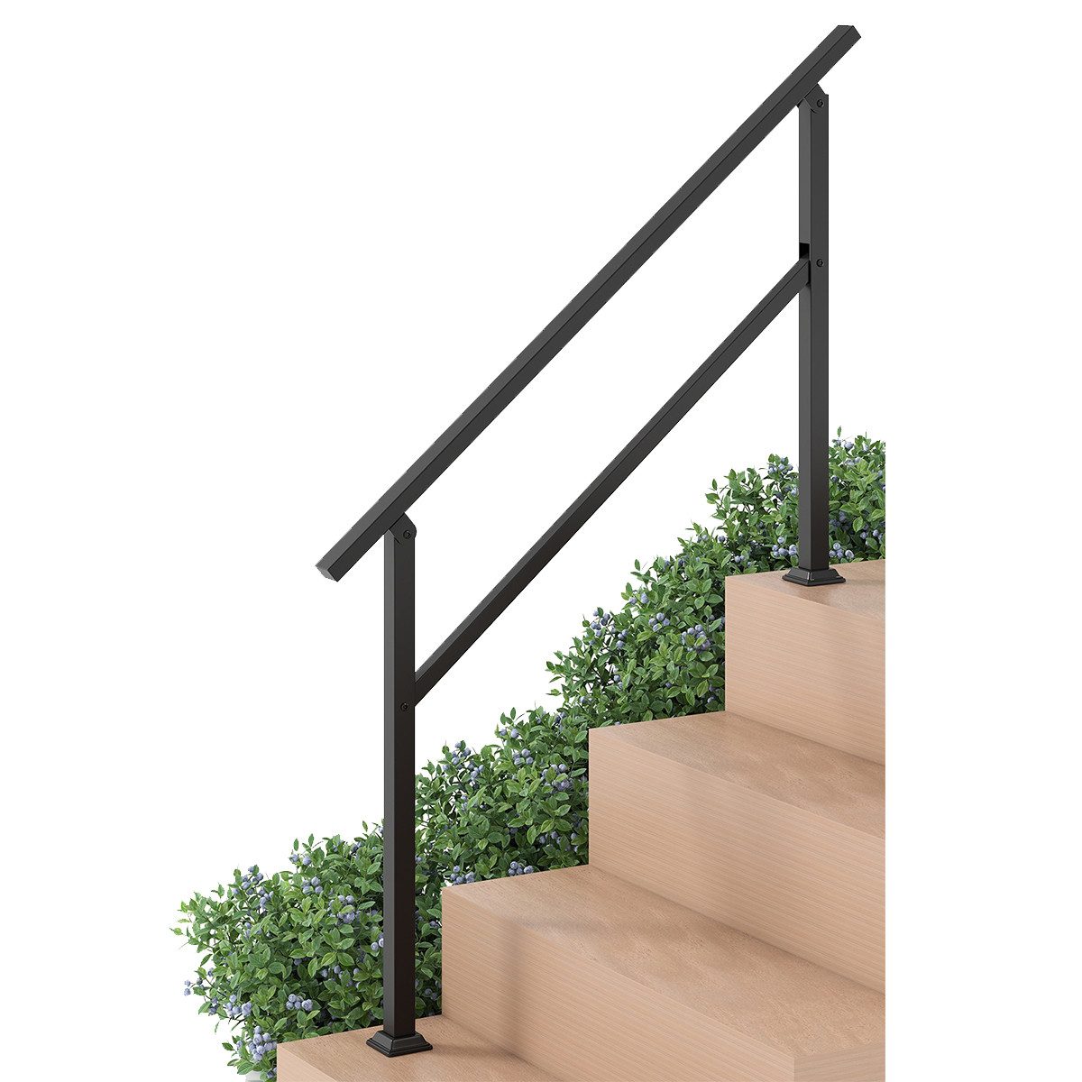 COSTWAY Treppengeländer mit Winkelverstellung, 138 cm Länge, 92 cm Höhe, mit 2 Pfosten