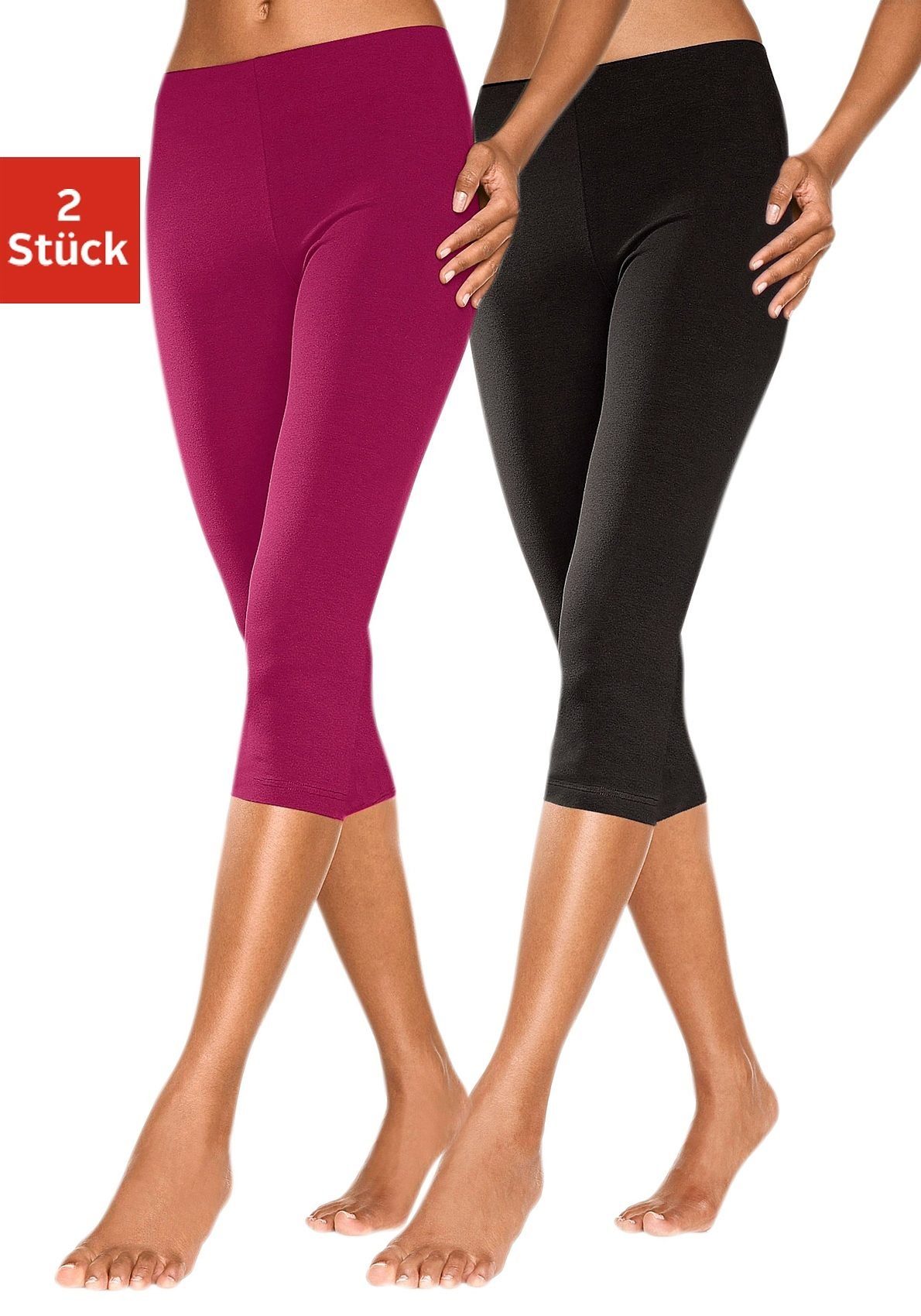 vivance active Caprileggings (2er-Pack) mit Gummibund, Loungewear