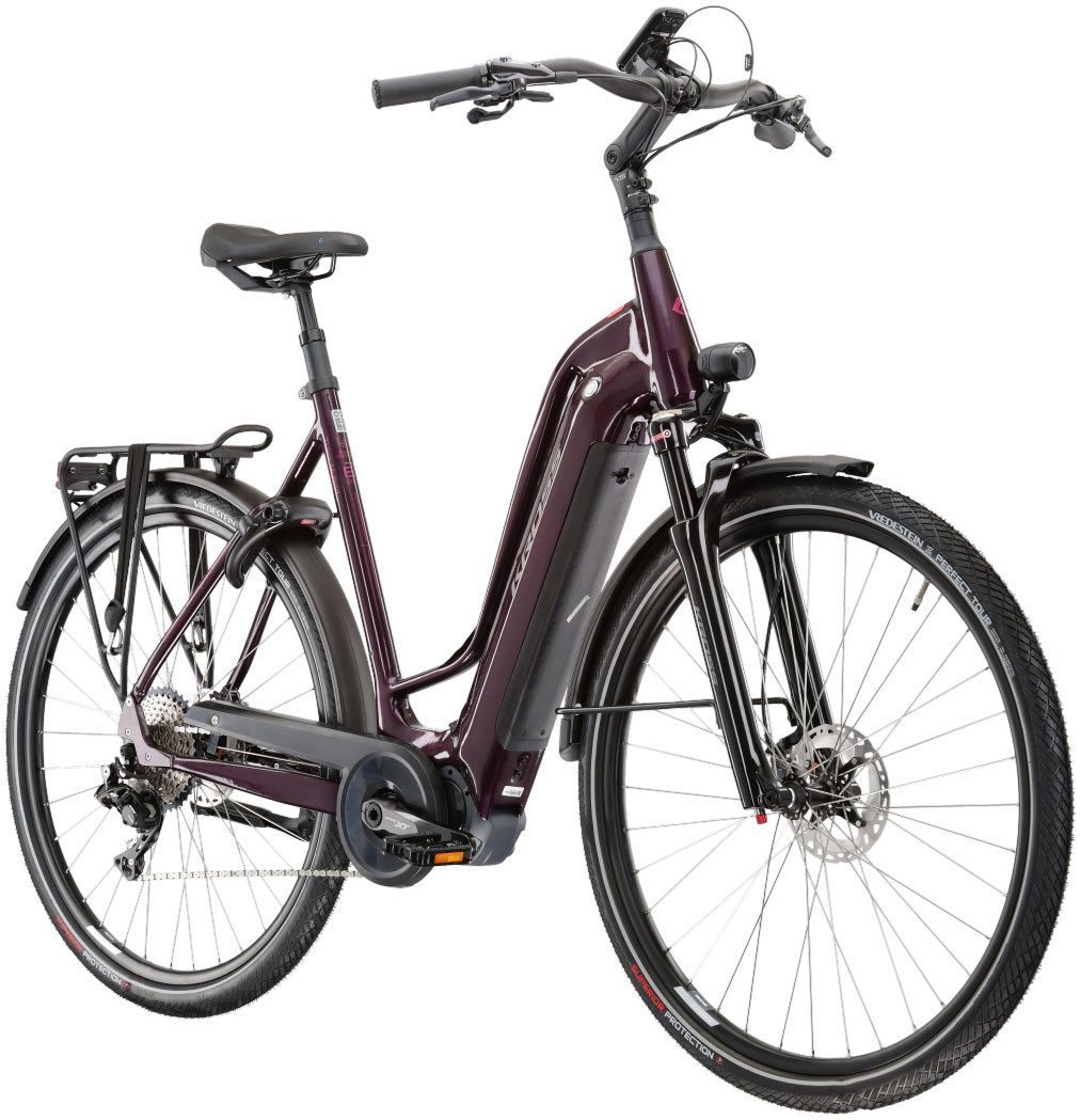 Kross E-Bike Trekkingrad Trans Hybrid Prestige 630 28 Zoll lila - Shimano Mittelmotor, 11 Gang Shimano DEORE XT DI2 M8050 Schaltwerk, Kettenschaltung, Mittelmotor, 630 Wh, SHIMANO 36 V/250 W DU-E6110, Mittelmotor