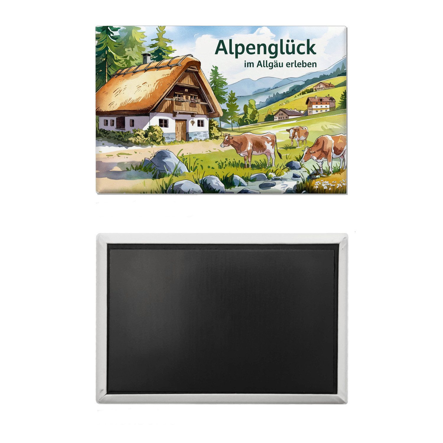 speecheese Magnet Alpenglück in den Bergen Souvenir Souvenir Magnet Landhaus mit Kühen – Bild 2 von 2