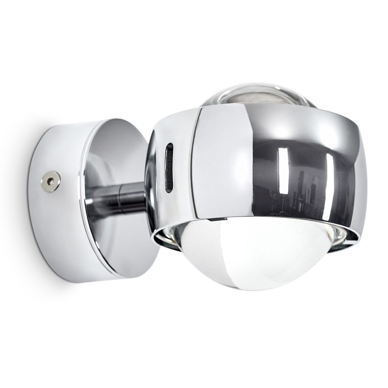 hofstein Wandleuchte »Osacca« Wand-Lampe, halbrunde Designer-Effektlampe in modernem chrom, ohne Leuchtmittel, mit Schlitzen, die Wandbeleuchtung funktioniert mit LED oder Halogen