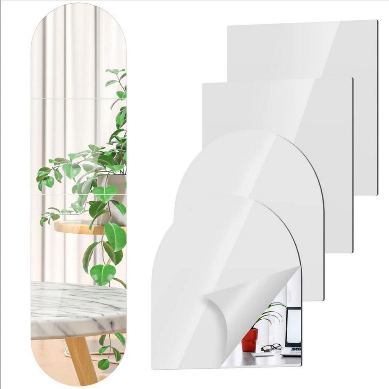 Minicloss Wandspiegel 4 Stück Ganzkörperspiegel für Wände,Wandmontage, Rahmenlos (4-St)