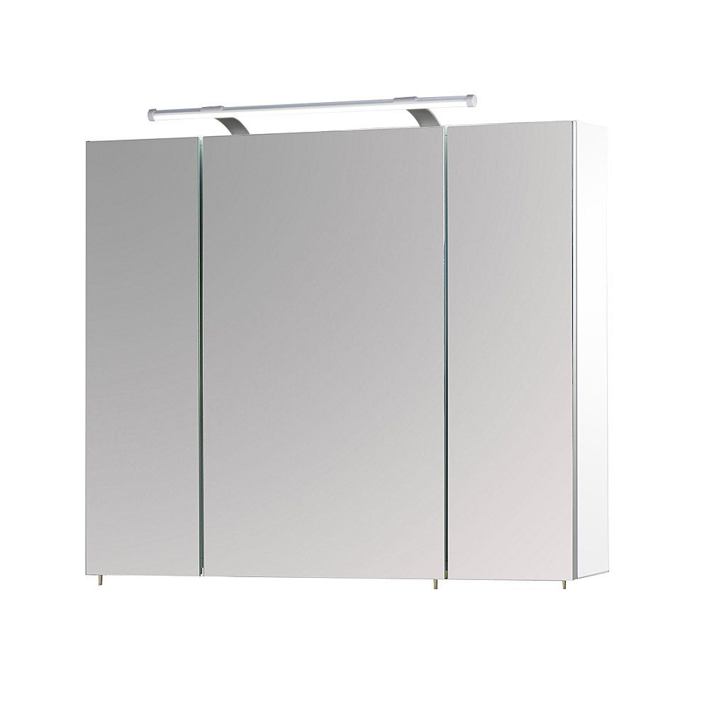 Lomadox Spiegelschrank LAHORE-04 kreide weiß, LED, BxHxT: ca. 80x71-75x16cm | Spiegelschränke